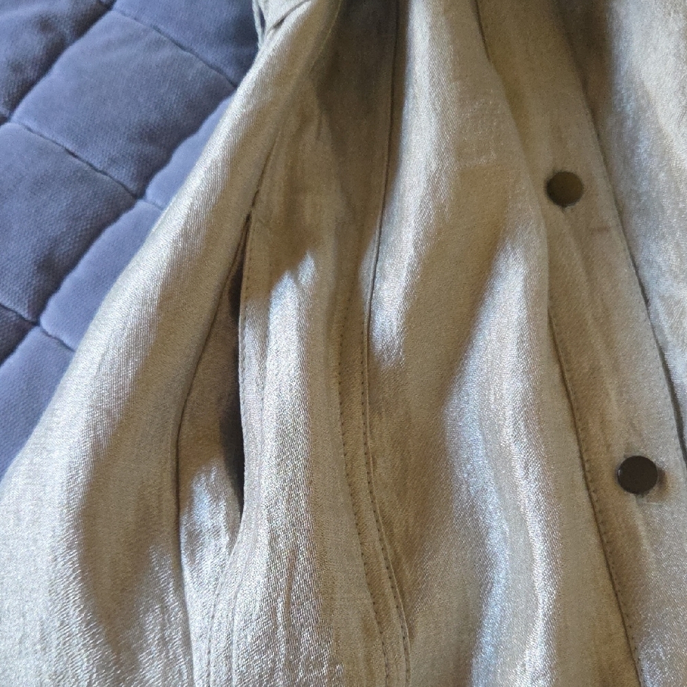White House Black Market Gold Button Down Dress Size 4 - Picture 4 of 8